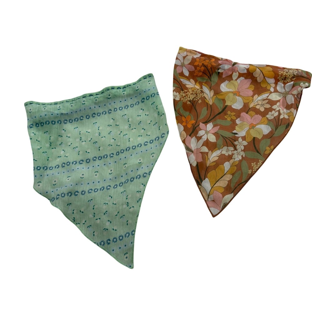 LOT OF 2 Aerie Floral Hair Scarf Retro Boho Headband Bandana Festival Y2K Hippie